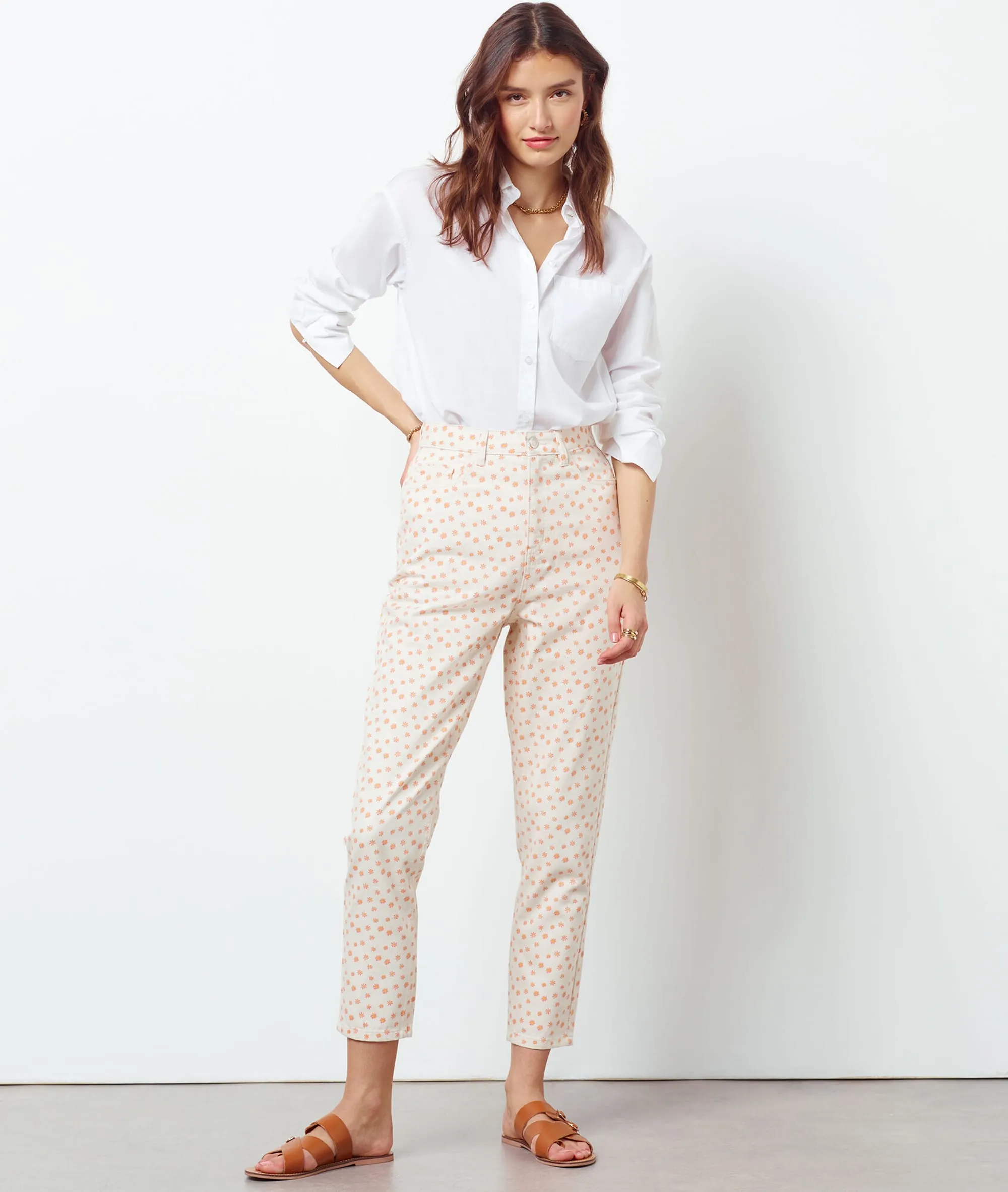 PANTALóN 7/8 BORDADOS FLORALES CHILI IMP FD ECRU  ETAM
