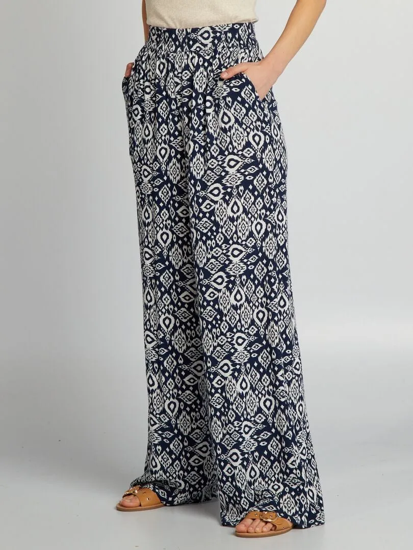 PANTALóN ANCHO ESTAMPADO  AZUL