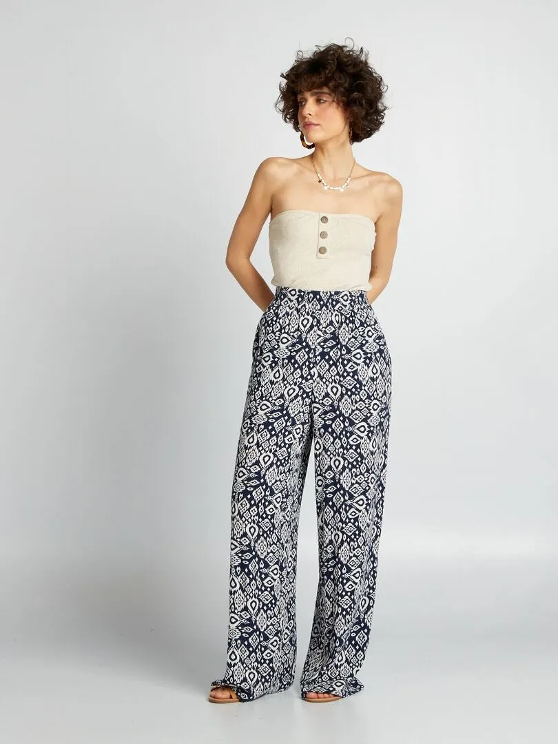 PANTALóN ANCHO ESTAMPADO  AZUL