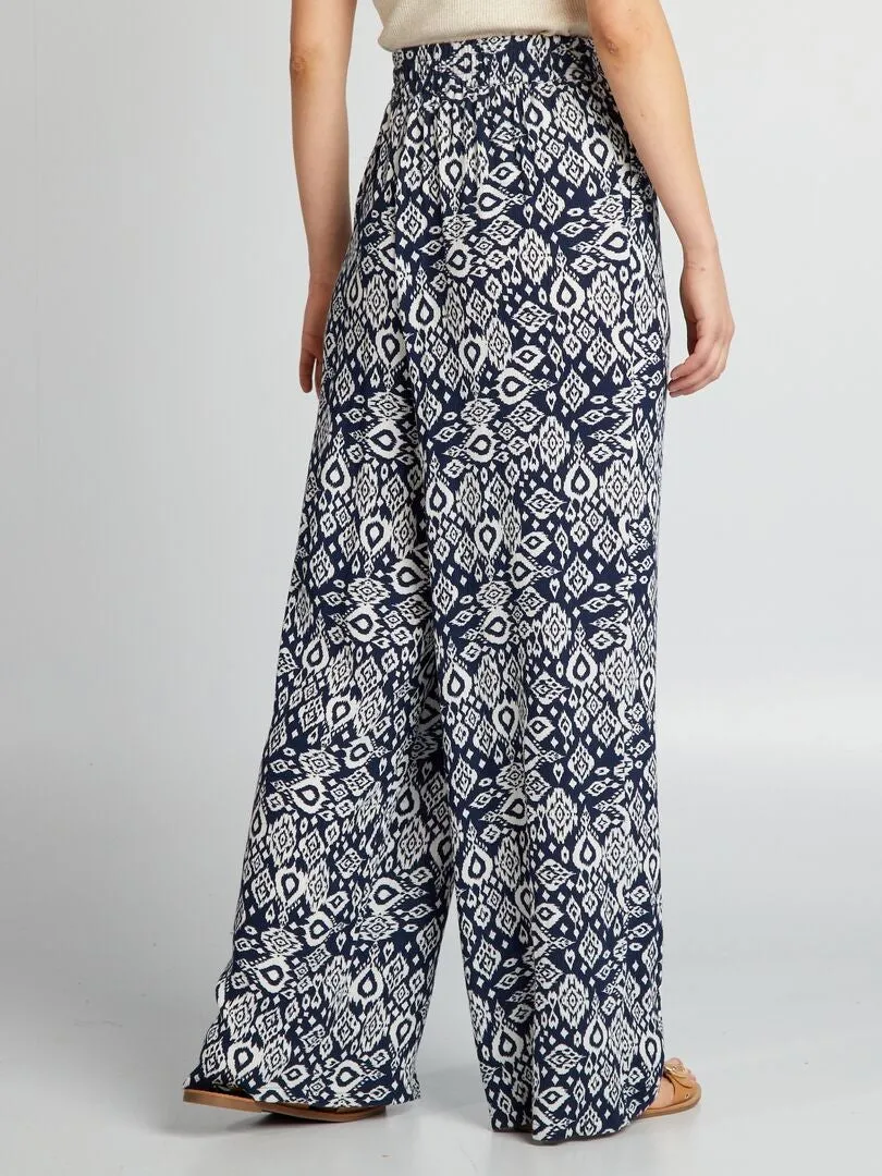 PANTALóN ANCHO ESTAMPADO  AZUL
