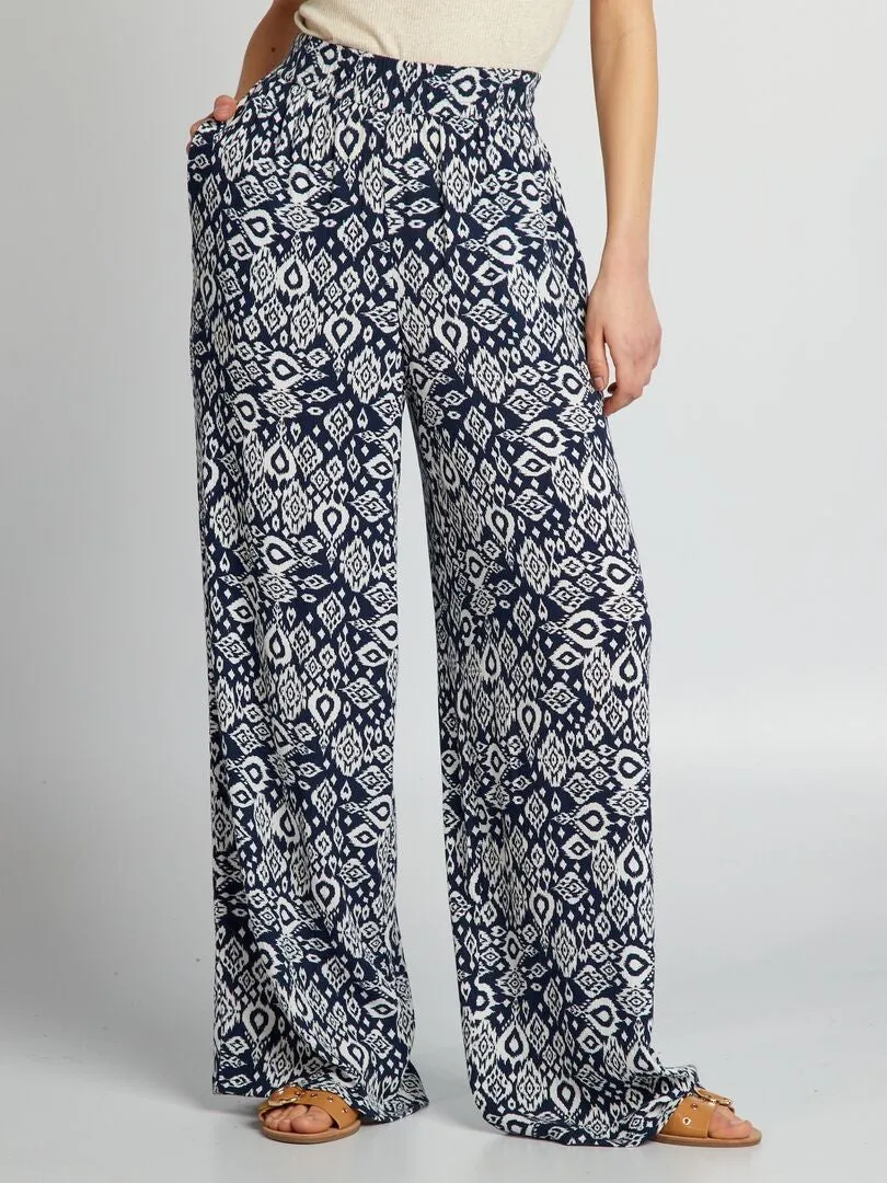 PANTALóN ANCHO ESTAMPADO  AZUL