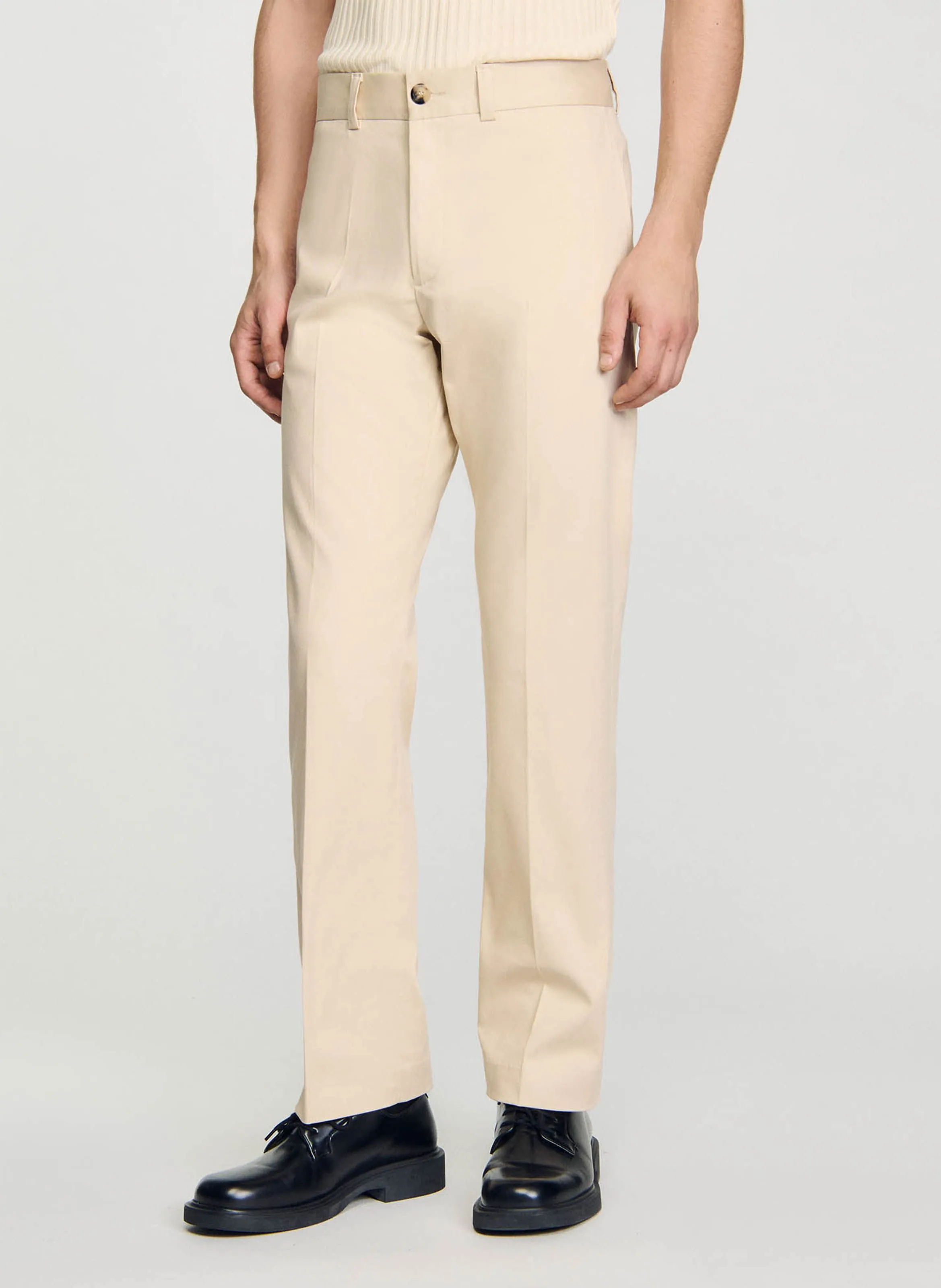 Pantalón chino de mezcla de algodón en blanco