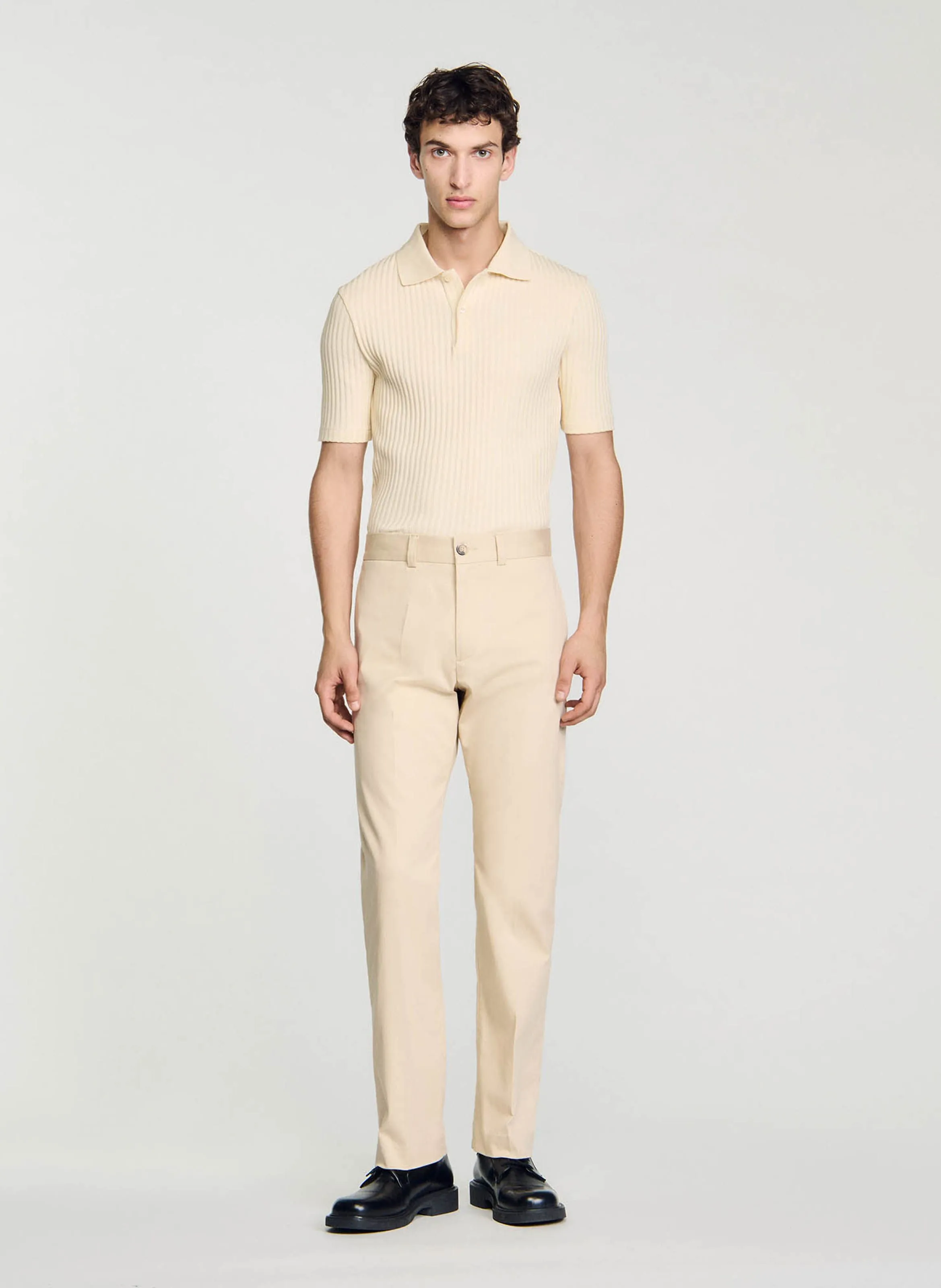 Pantalón chino de mezcla de algodón en blanco