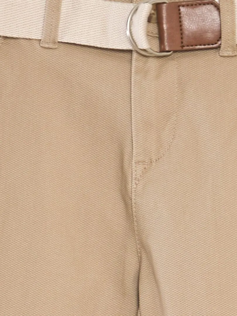 PANTALóN CHINO DE SARGA + CINTURóN  BEIGE