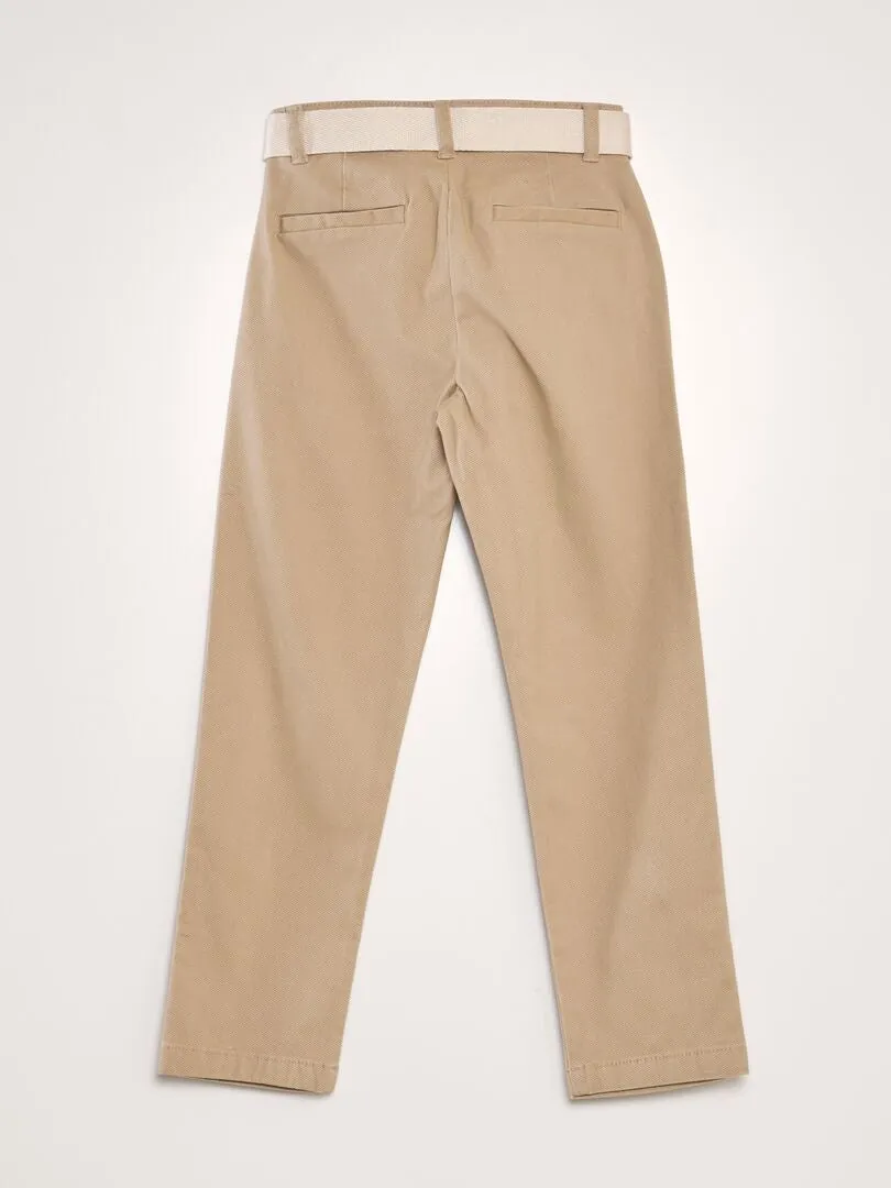 PANTALóN CHINO DE SARGA + CINTURóN  BEIGE