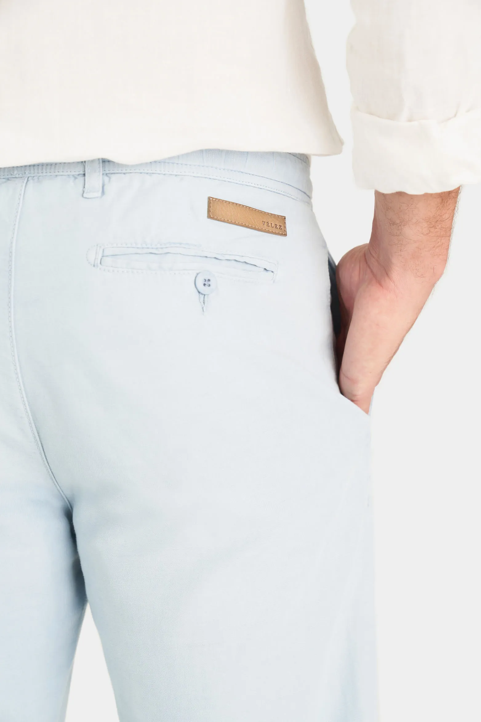 Pantalón chino regular fit de lino para hombre casual