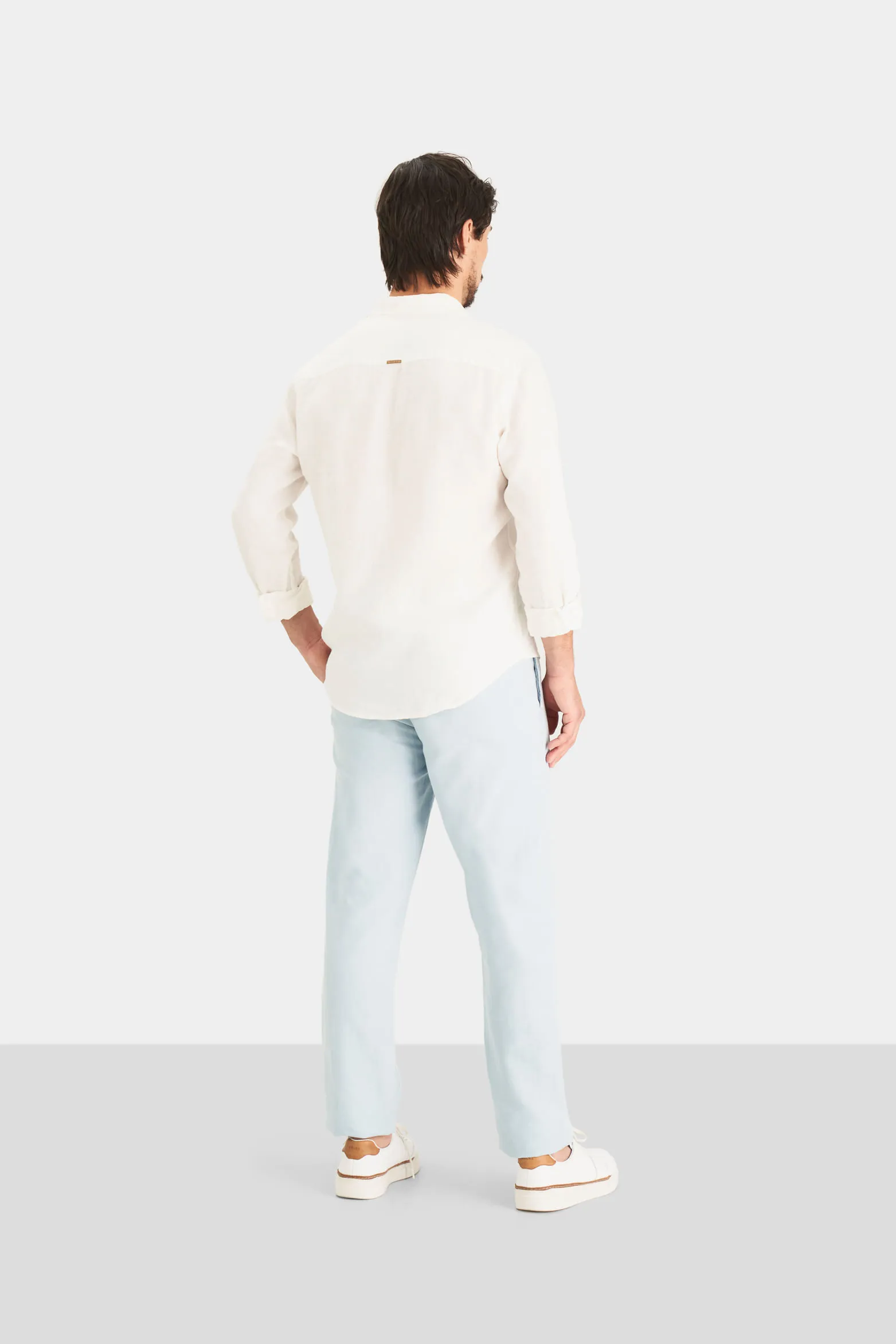 Pantalón chino regular fit de lino para hombre casual