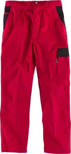 Pantalón con elástico en cintura y bolsillos Rojo / Negro