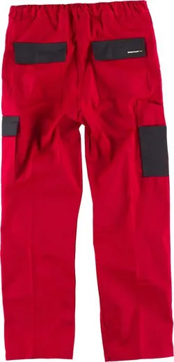 Pantalón con elástico en cintura y bolsillos Rojo / Negro