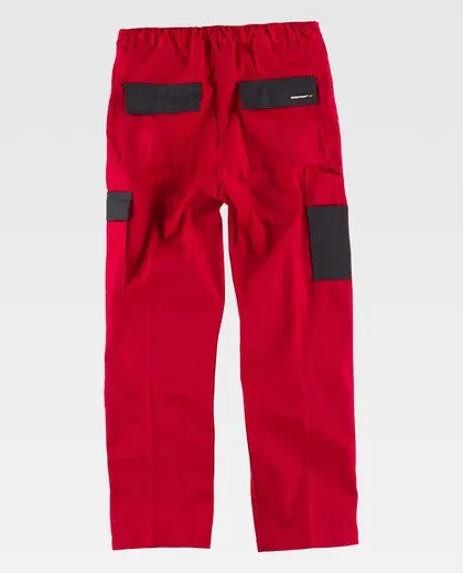Pantalón con elástico en cintura y bolsillos Rojo / Negro