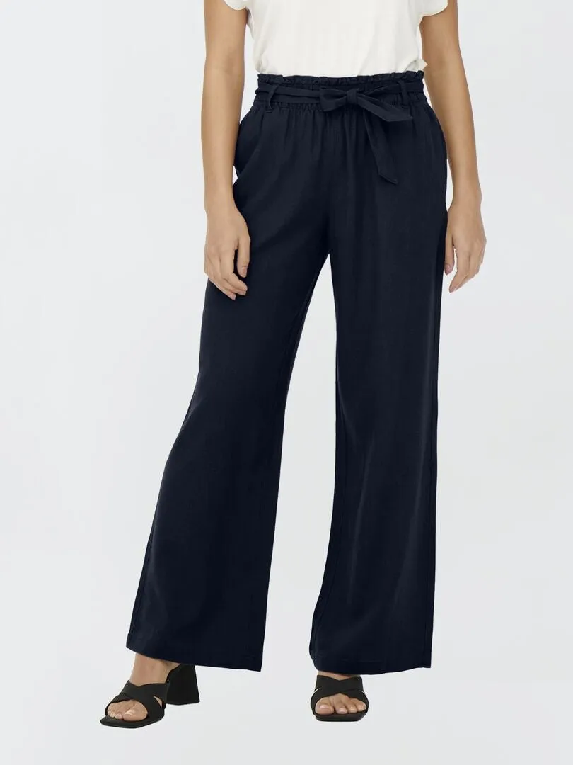 PANTALóN DE LINO ANCHO 'JDY'  AZUL