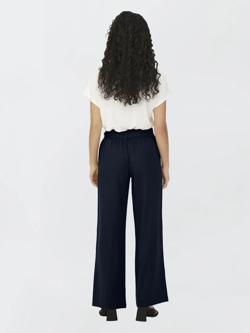 PANTALóN DE LINO ANCHO 'JDY'  AZUL