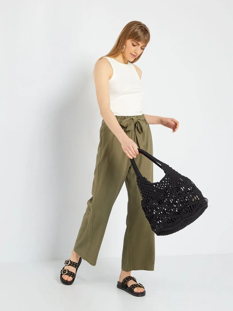 PANTALóN DE LINO ANCHO 'JDY'  KAKI