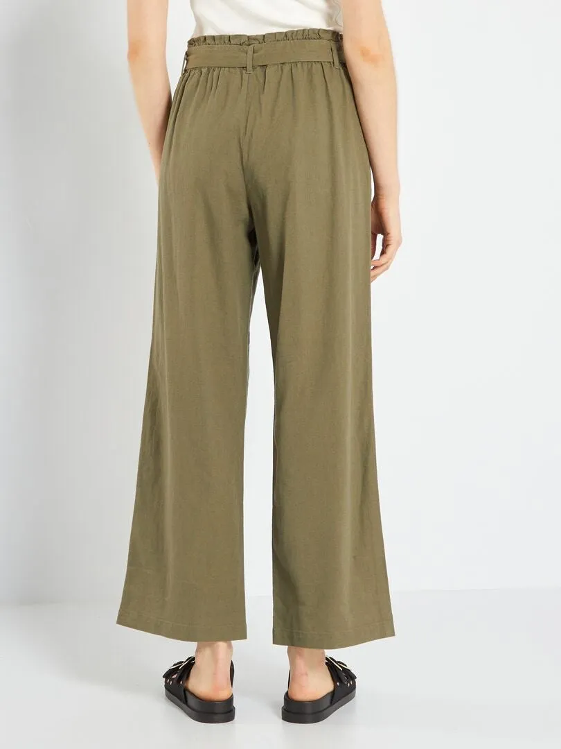 PANTALóN DE LINO ANCHO 'JDY'  KAKI