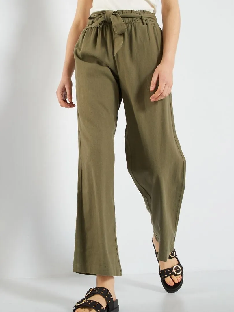 PANTALóN DE LINO ANCHO 'JDY'  KAKI
