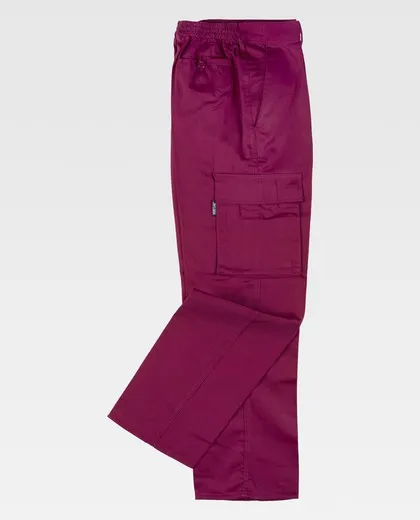 Pantalón Elástico en cintura, multibolsillos Granate