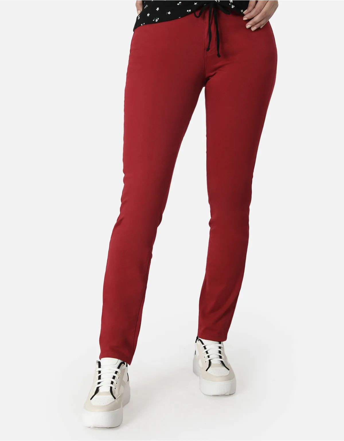 Pantalón semi recto vino tiro alto mm