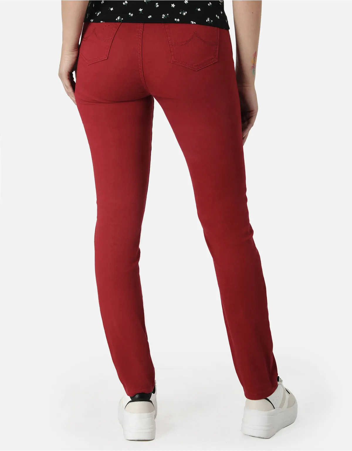 Pantalón semi recto vino tiro alto mm