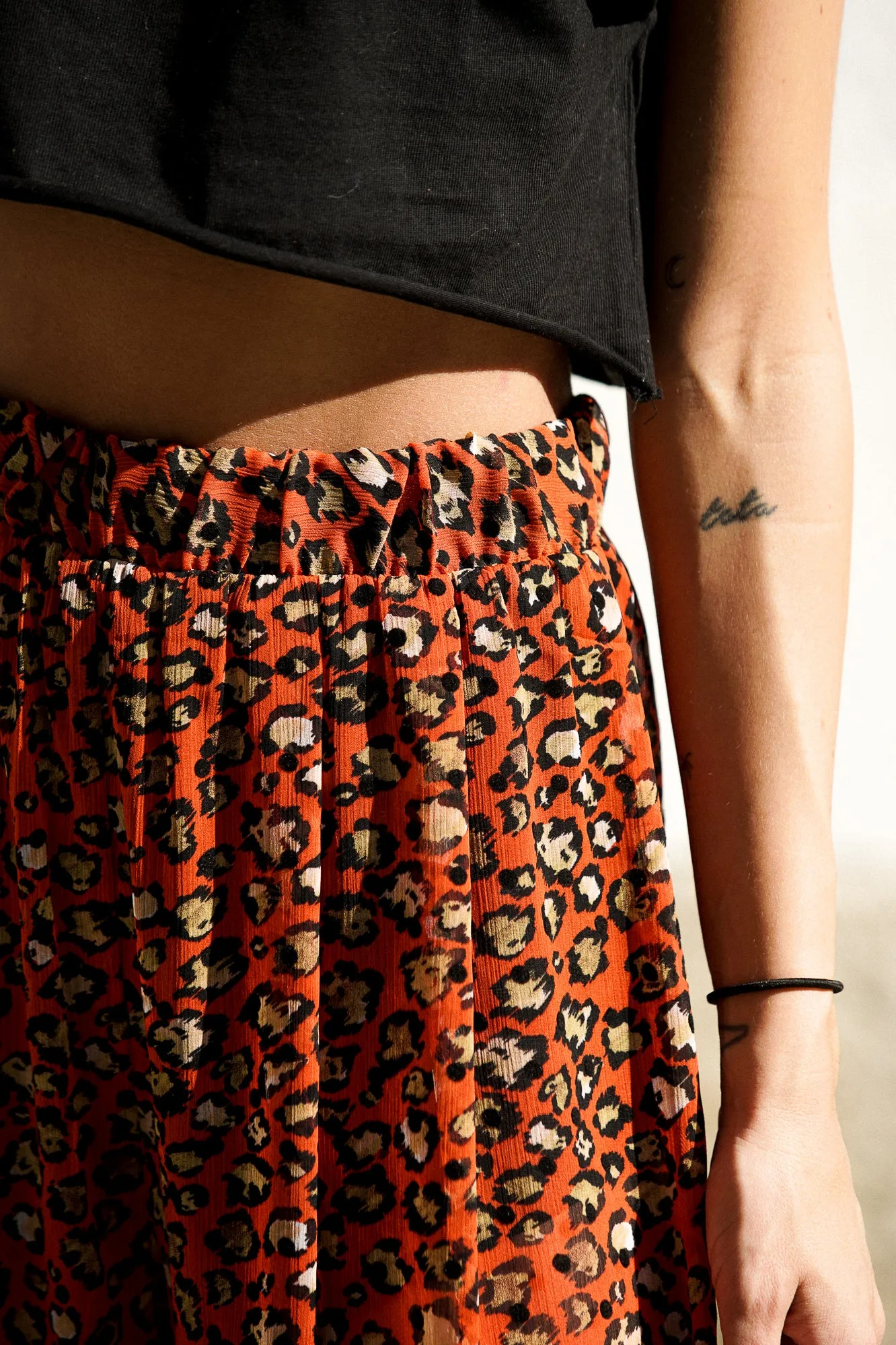 Pantalón wide leg animal print naranja