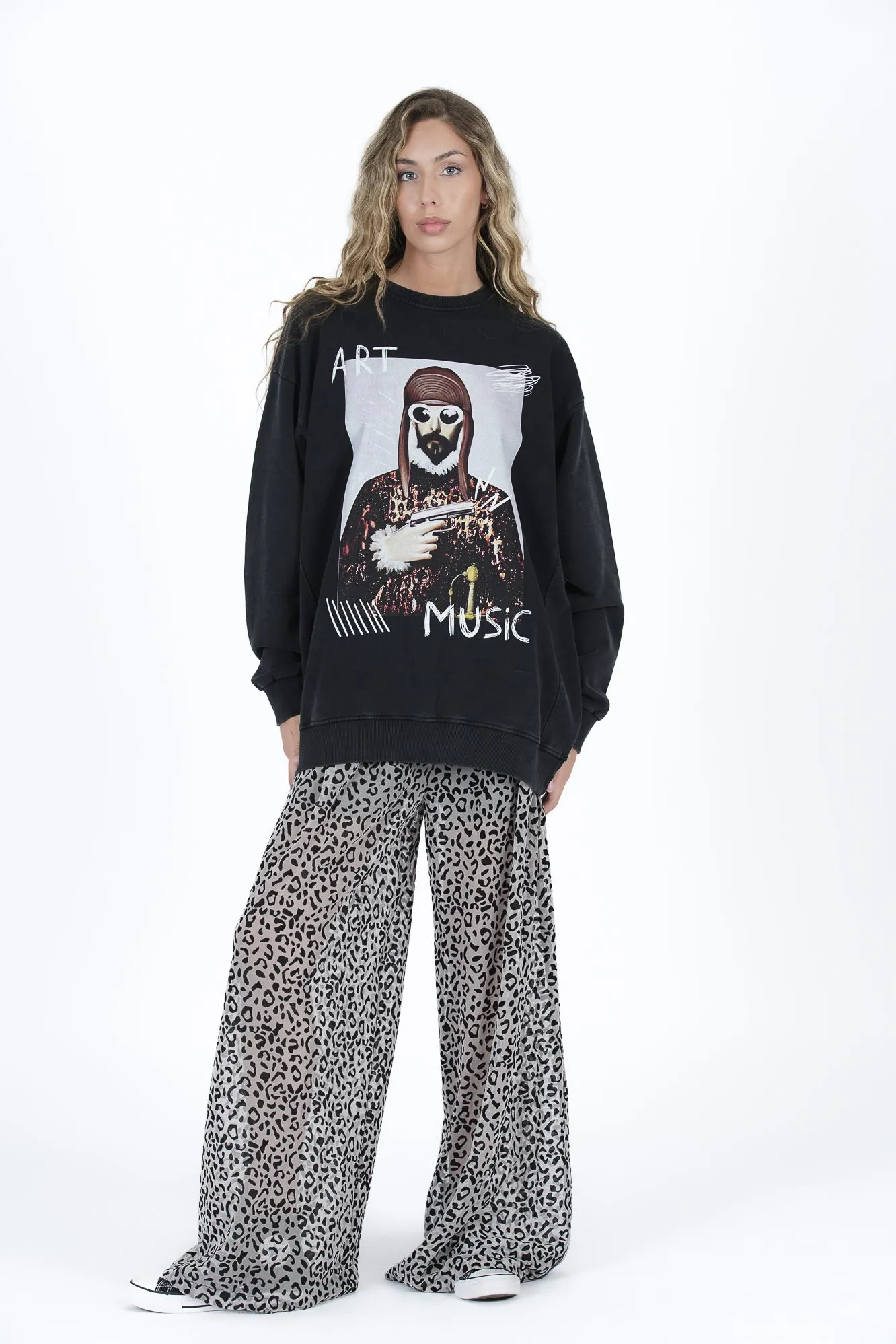 Pantalón Wide Leg Tul Animal Print