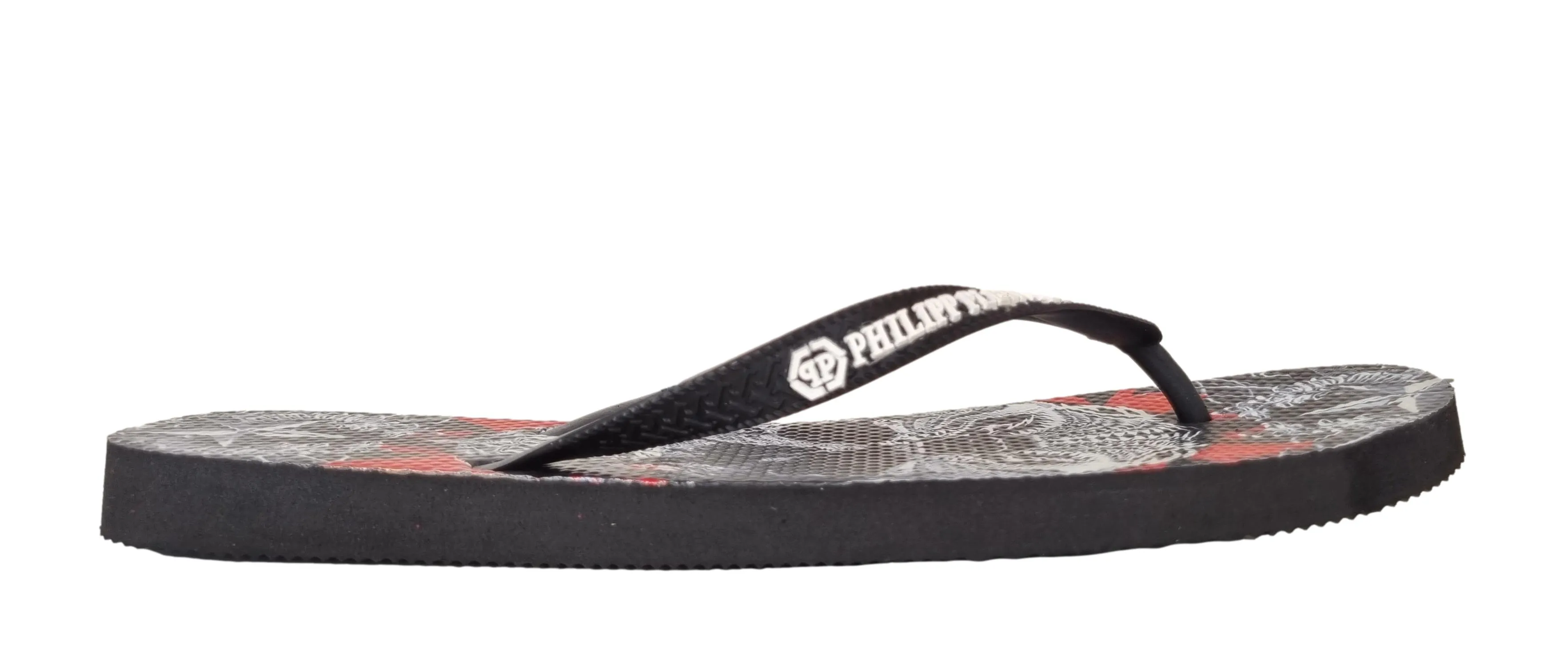 Philipp plein IMPS900 tanga de goma con calavera negra y roja para hombre