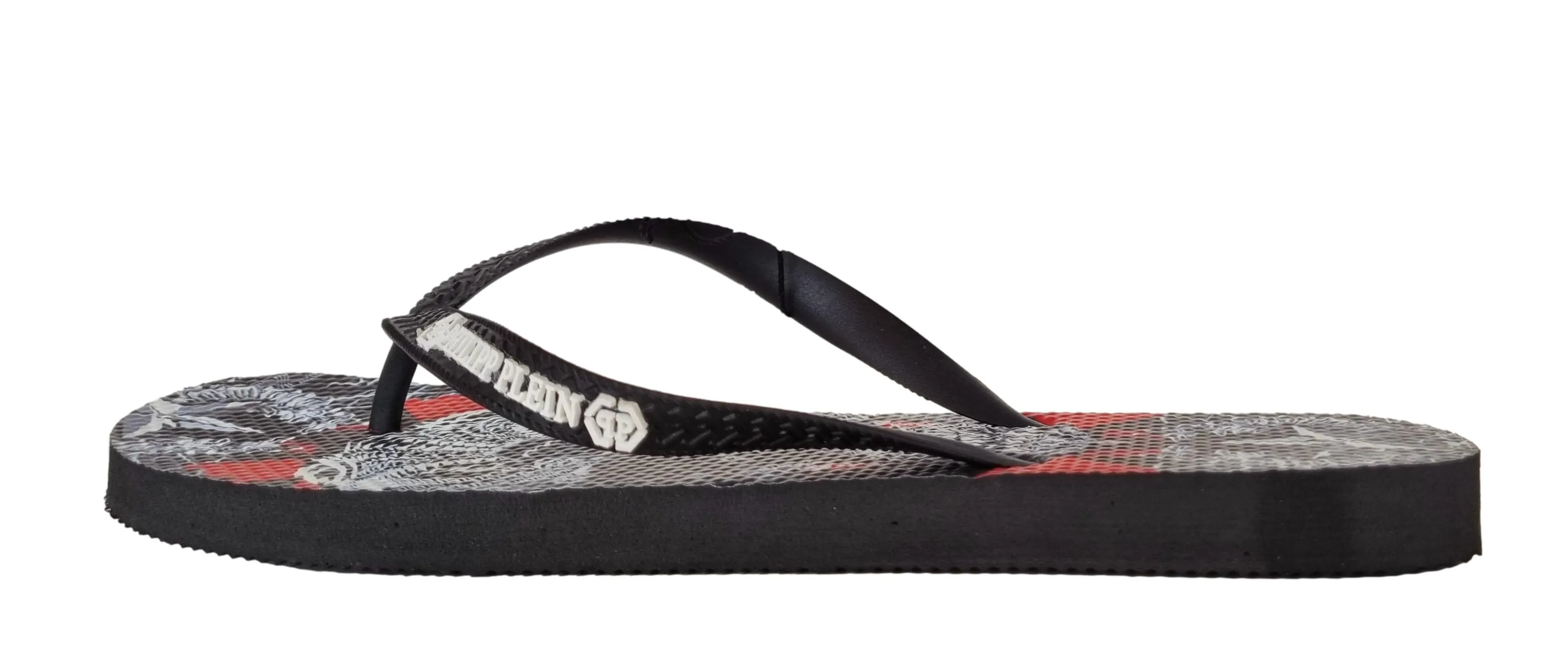 Philipp plein IMPS900 tanga de goma con calavera negra y roja para hombre
