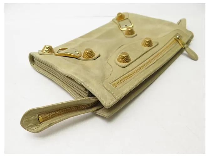 POCHETTE BALENCIAGA GIANT 21 177410 EN CUERO BEIGE 