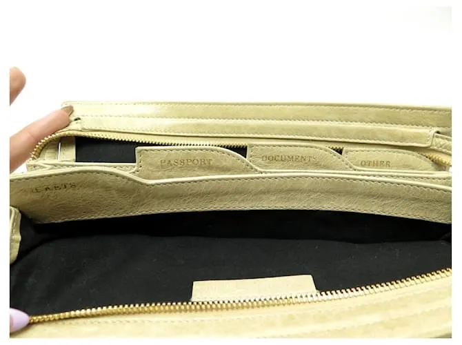 POCHETTE BALENCIAGA GIANT 21 177410 EN CUERO BEIGE 