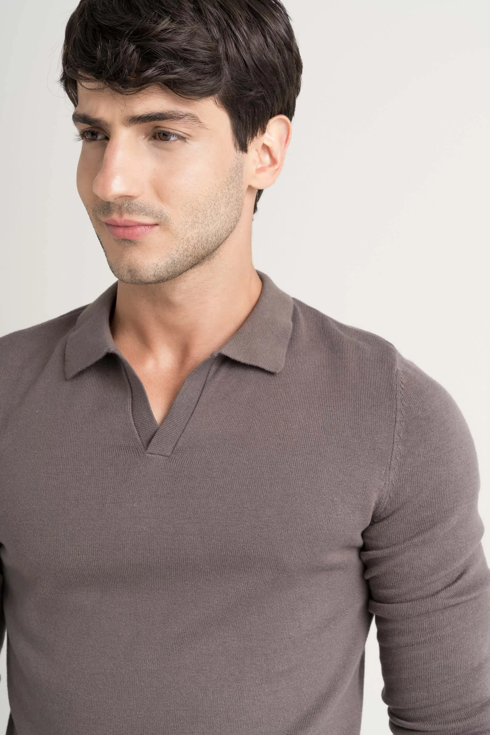 Polo manga larga pyxis tejida para hombre