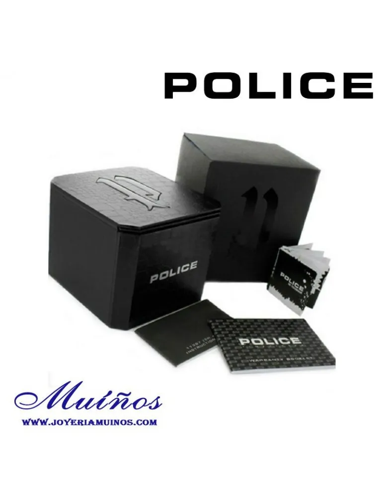 Pulsera Police hombre acero con cordones de cuero