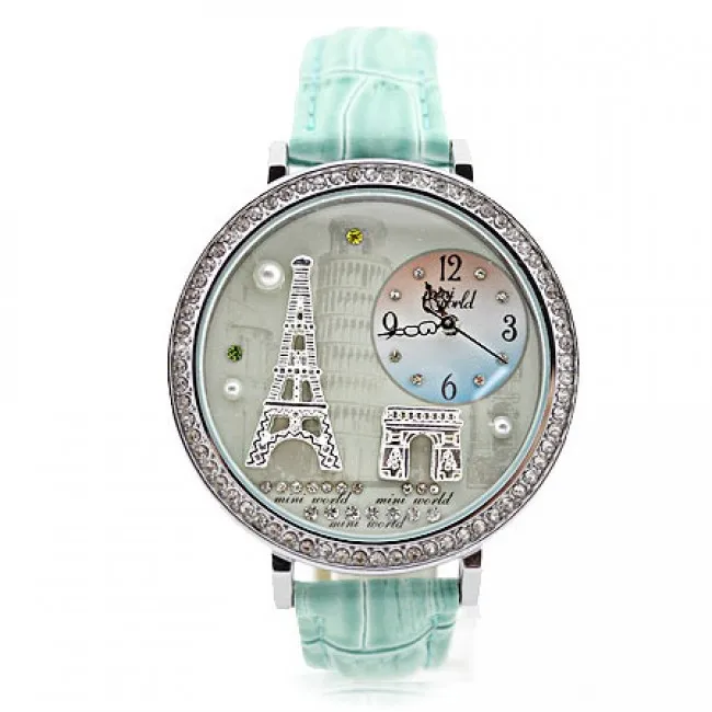 Romantic Eiffel Tower rhinestone trim Watch