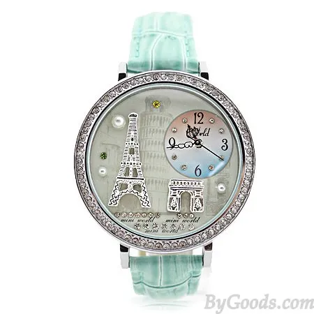 Romantic Eiffel Tower rhinestone trim Watch