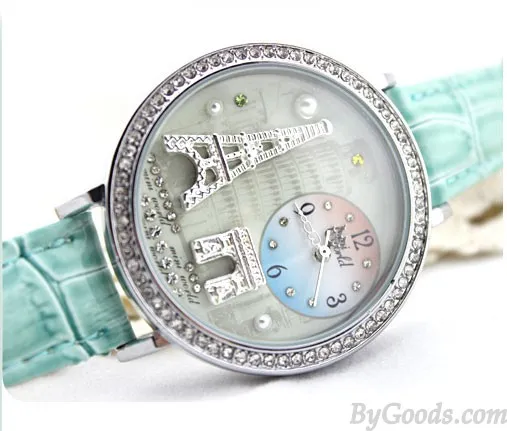 Romantic Eiffel Tower rhinestone trim Watch