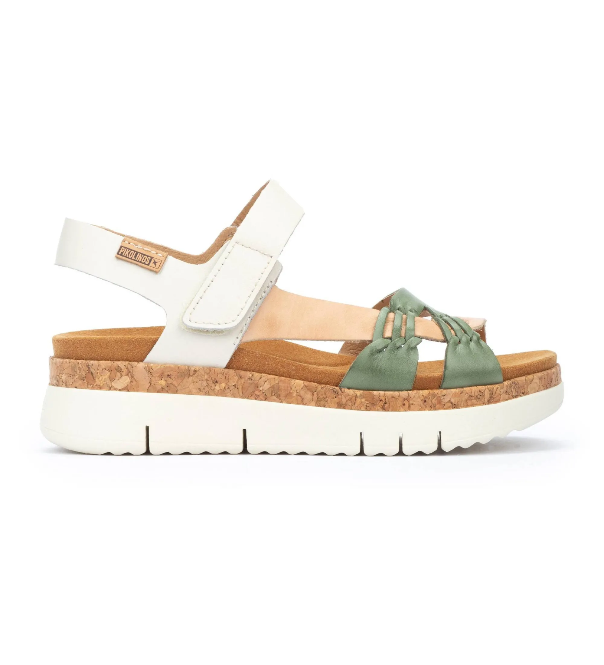 SANDALIAS DE PIEL PALMA MULTICOLOR ALTURA CUñA 4.5CM