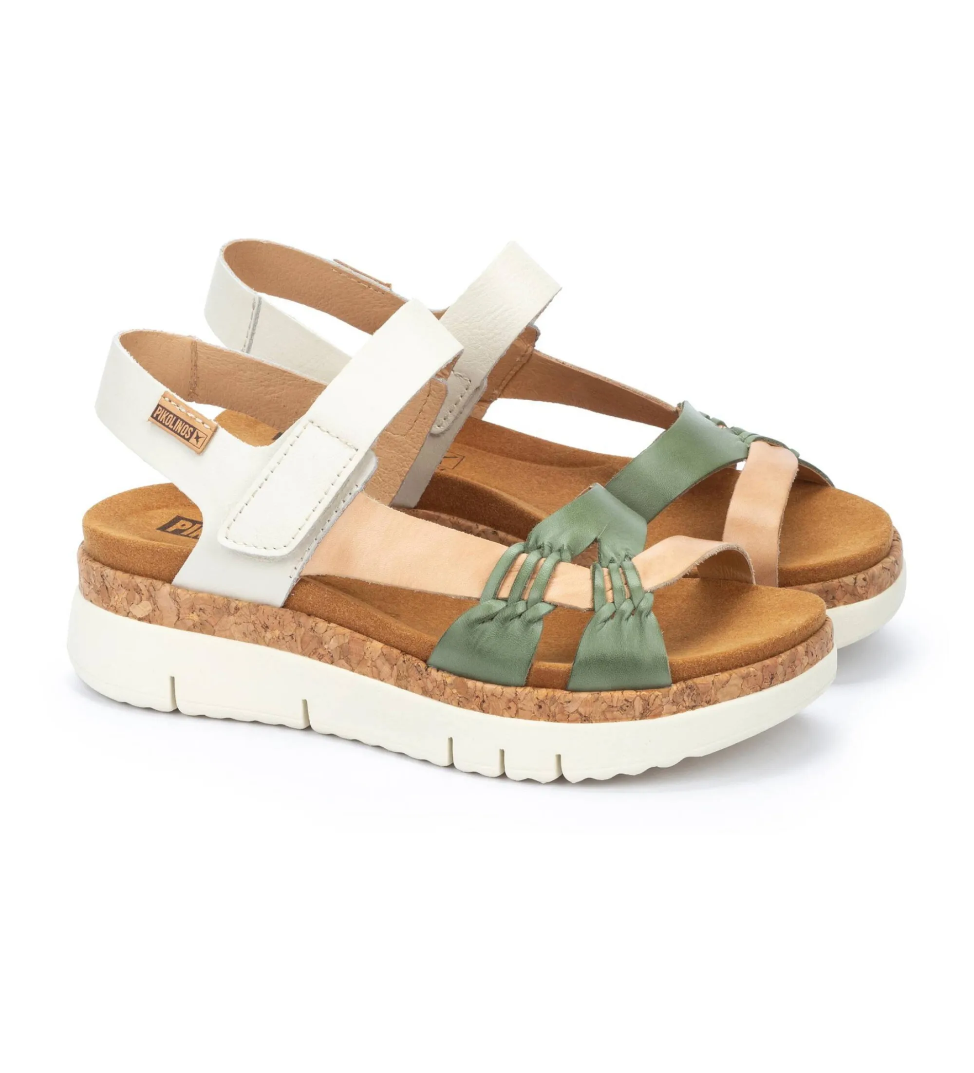 SANDALIAS DE PIEL PALMA MULTICOLOR ALTURA CUñA 4.5CM