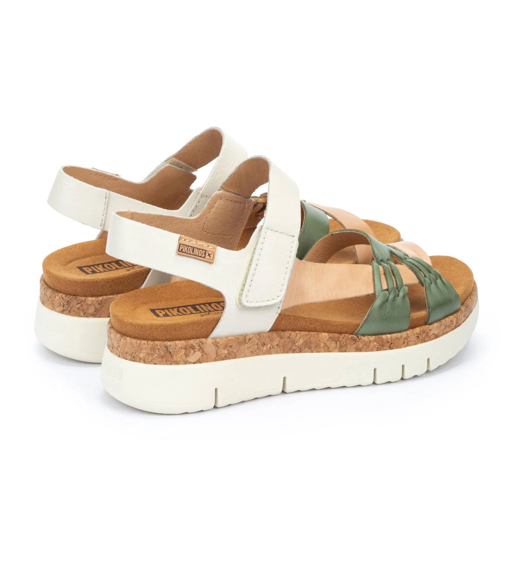 SANDALIAS DE PIEL PALMA MULTICOLOR ALTURA CUñA 4.5CM