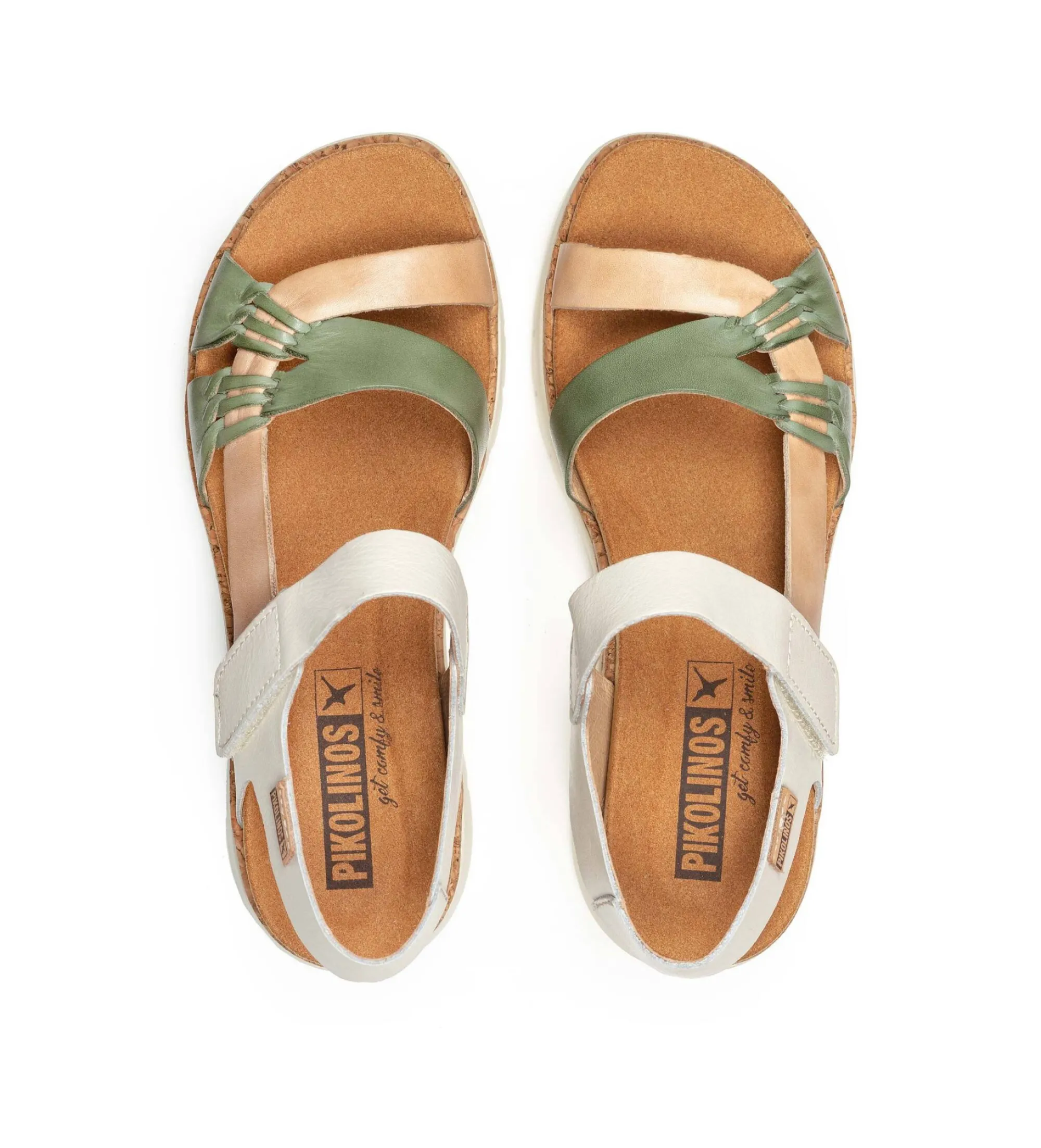 SANDALIAS DE PIEL PALMA MULTICOLOR ALTURA CUñA 4.5CM