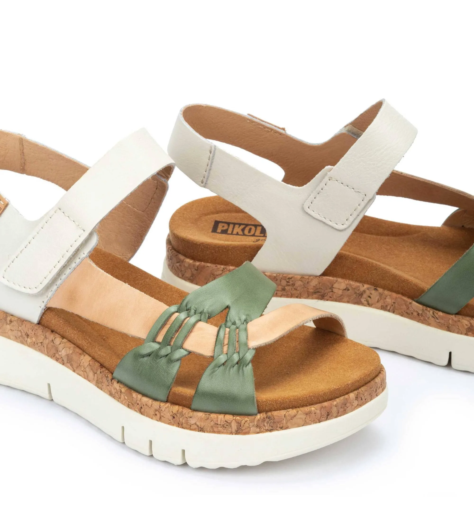 SANDALIAS DE PIEL PALMA MULTICOLOR ALTURA CUñA 4.5CM