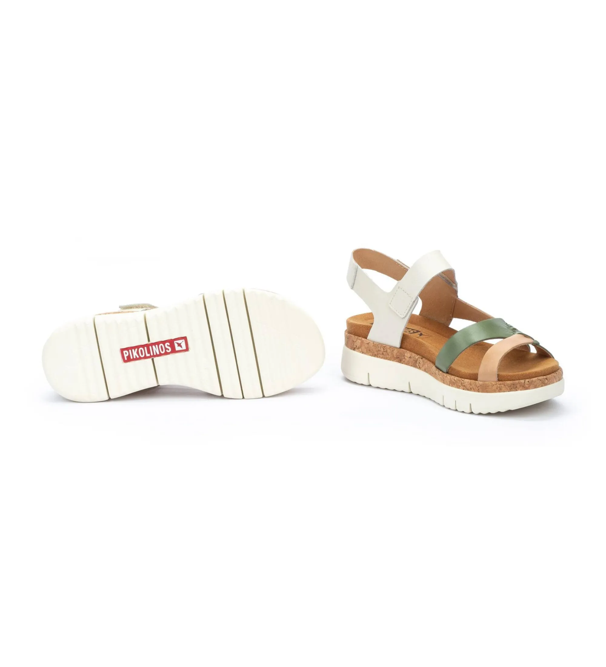SANDALIAS DE PIEL PALMA MULTICOLOR ALTURA CUñA 4.5CM