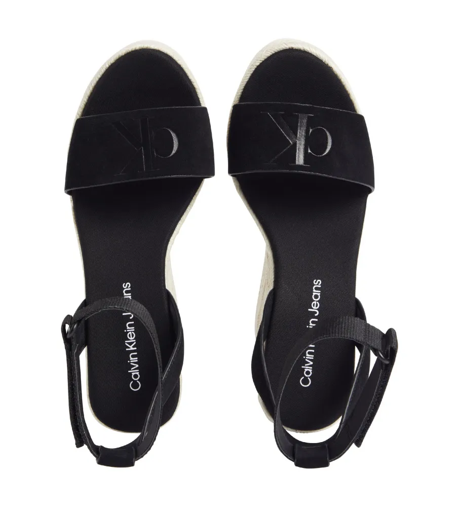 SANDALIAS DE PIEL SU MG NEGRO ALTURA CUñA 12CM
