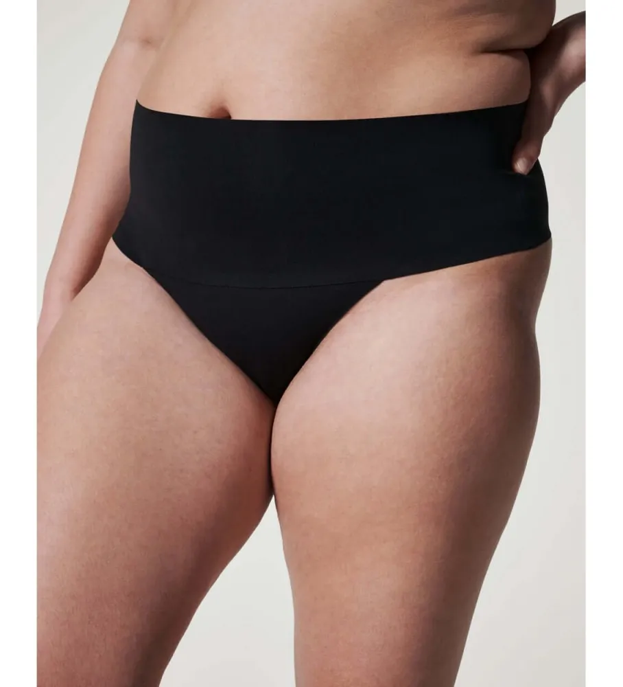 SPANX TANGA DE TALLE ALTO Y SIN COSTURAS NEGRO