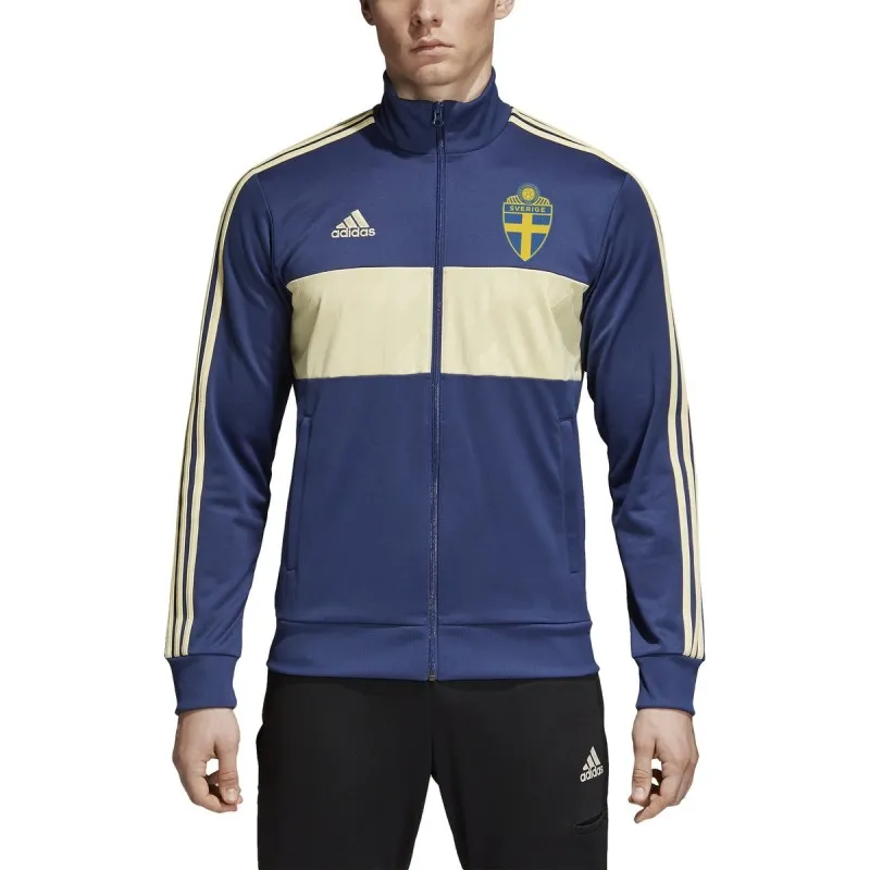 Suecia SVFF sudadera parte superior de la pista 3 rayas azules 2018/19 Adidas