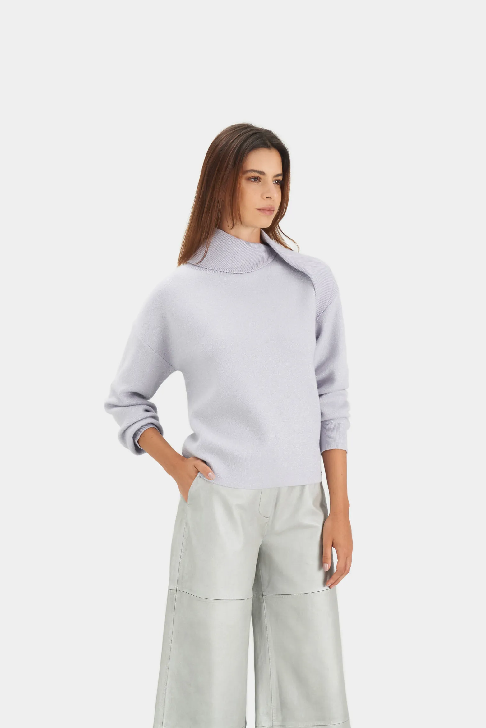 Sweater calas tejido para mujer solapa efecto drapeado