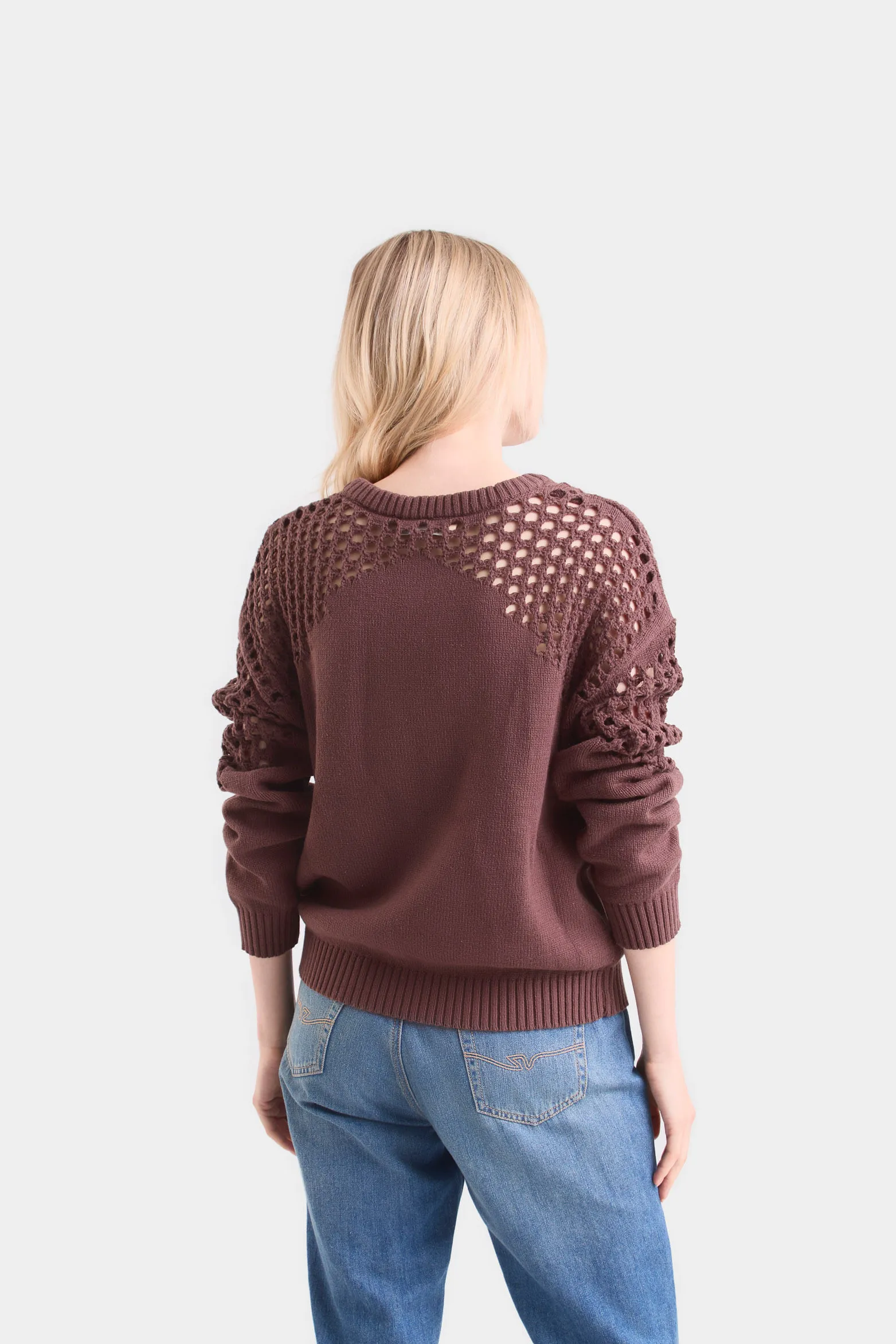 Sweater caltha tejido para mujer cortes malla con millaré