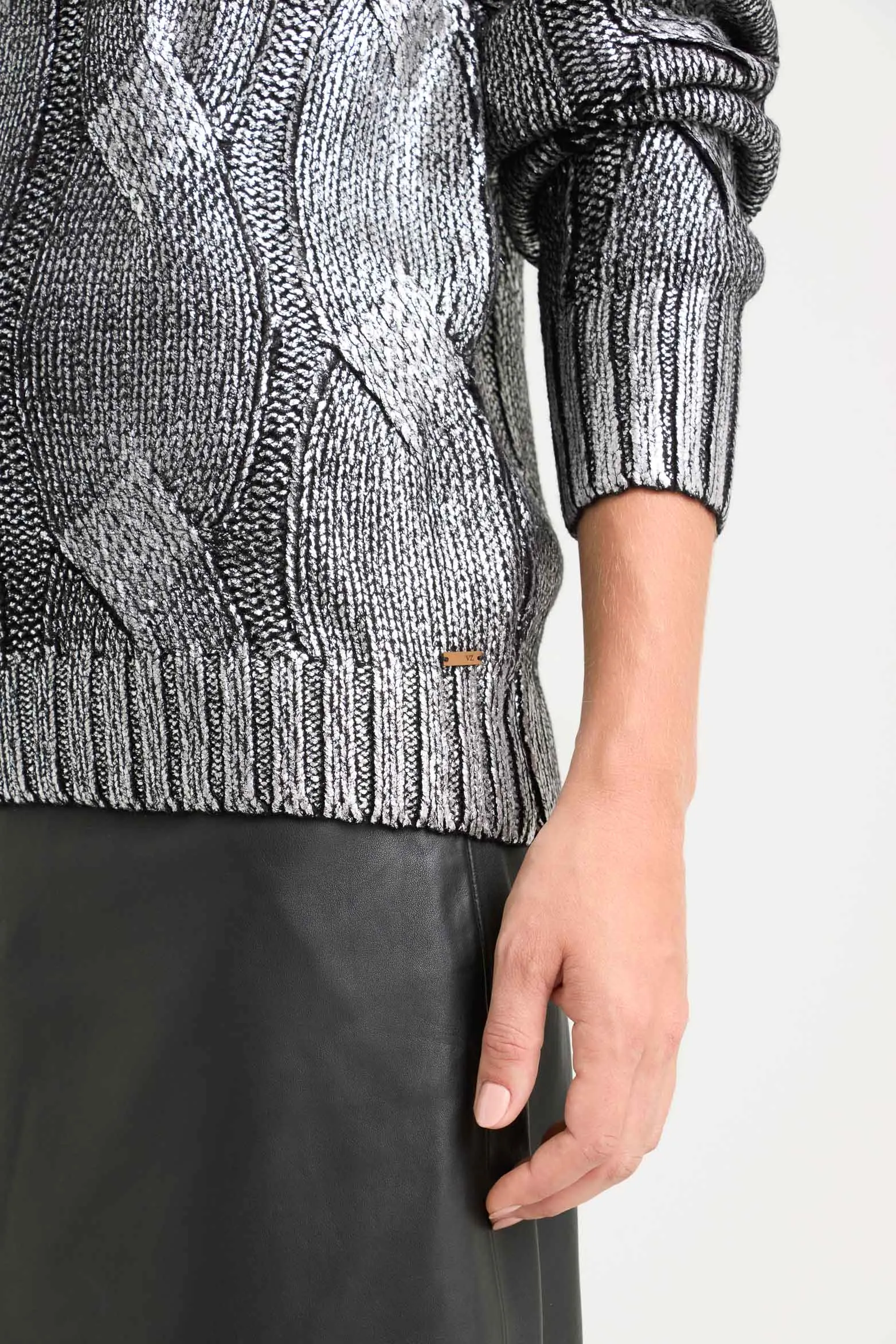 Sweater Rock en tejido rectilíneo para mujer efecto metalizado