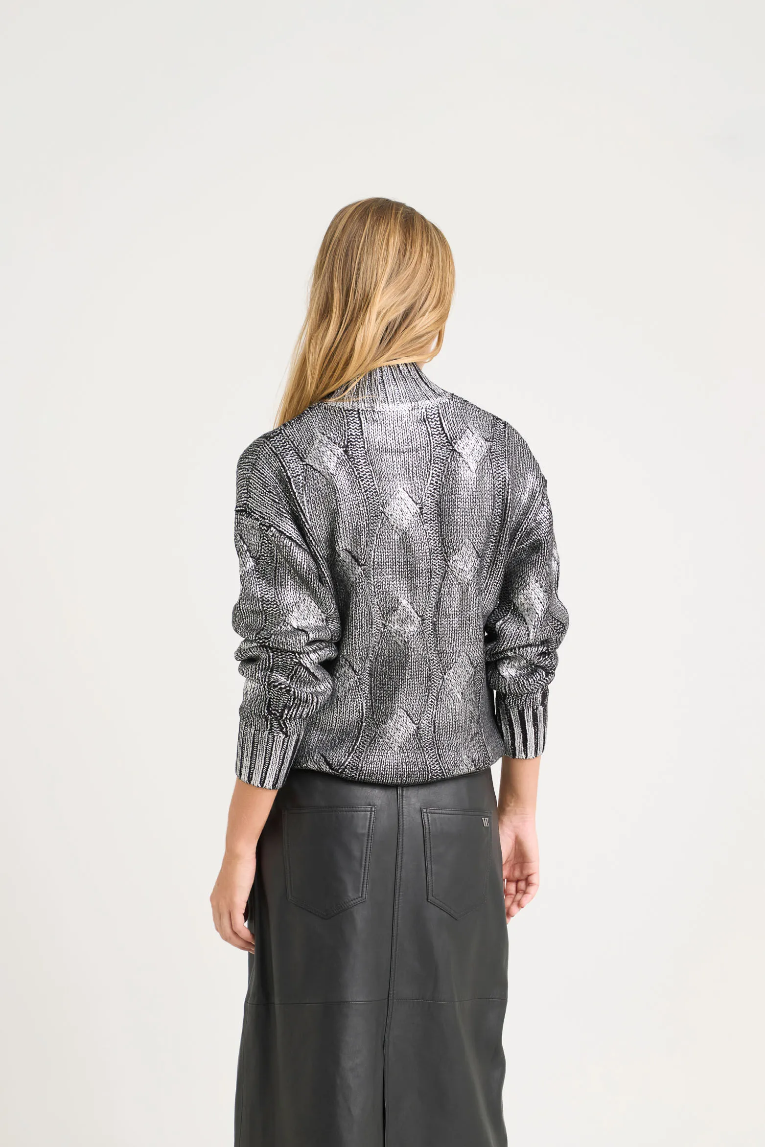 Sweater Rock en tejido rectilíneo para mujer efecto metalizado