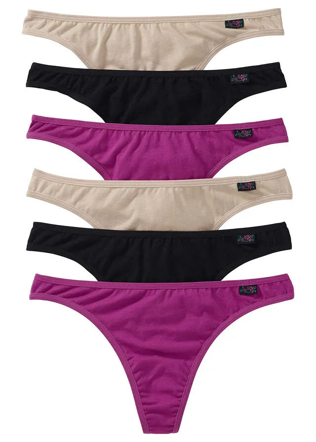 Tanga (6 unidades) Violeta/beige tiza/negro