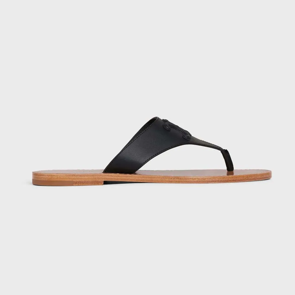 TANGA CELINE MUJER TRIOMPHE FLAT EN PIEL DE TERNERANEGRO