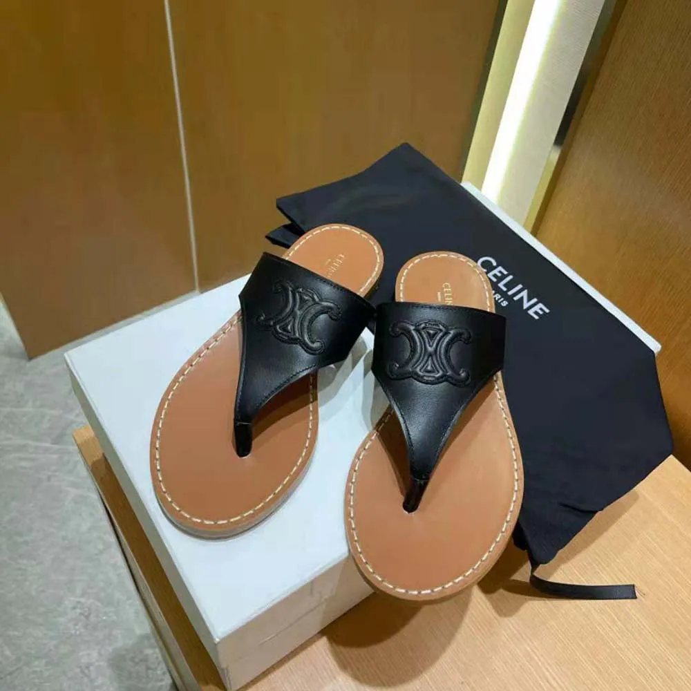 TANGA CELINE MUJER TRIOMPHE FLAT EN PIEL DE TERNERANEGRO