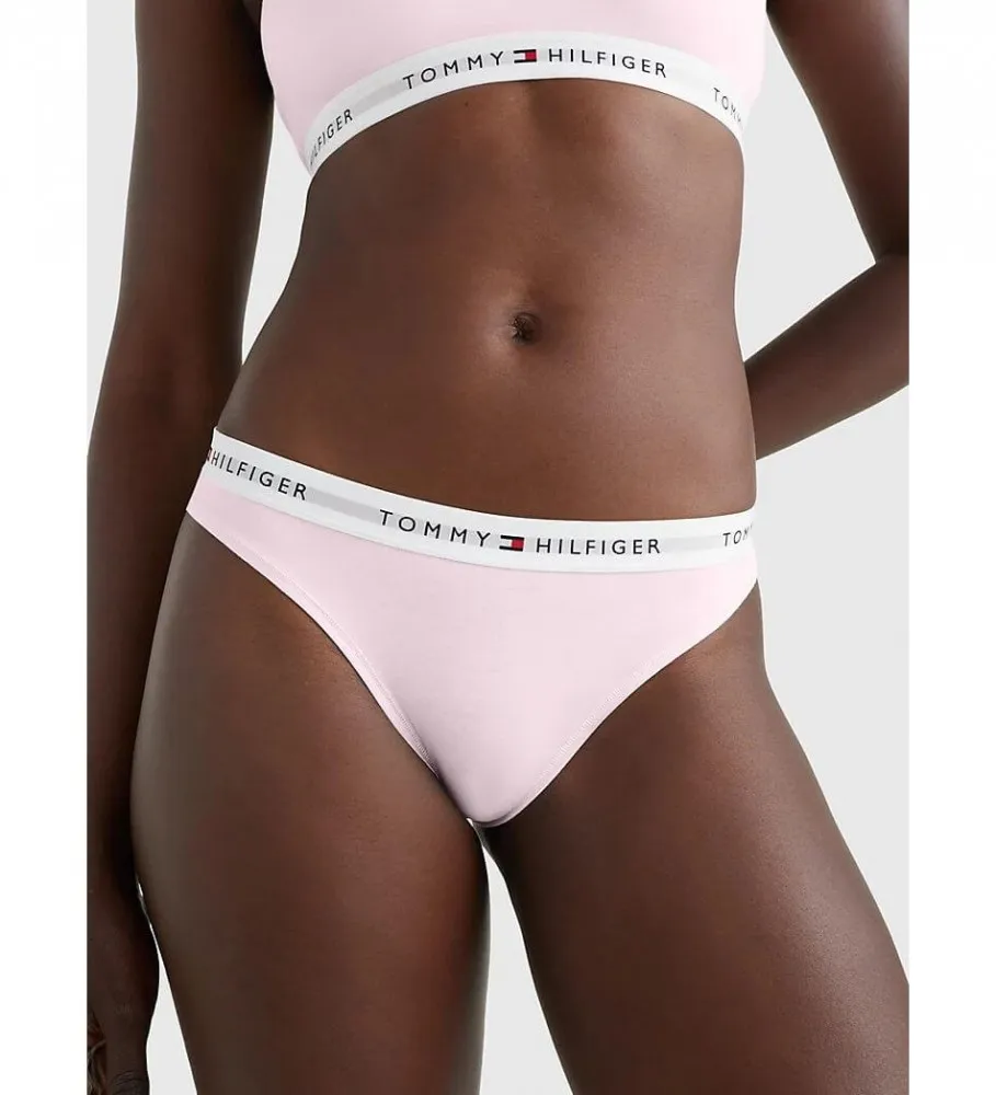 Tanga con logo en la cintura rosa